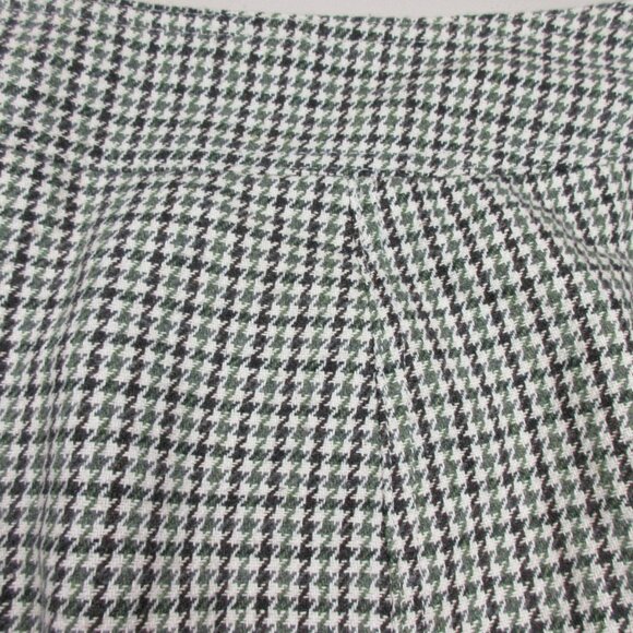 ANN TAYLOR womens green gray Wool Blend houndstooth A-line below knee skirt 14 - Picture 7 of 7